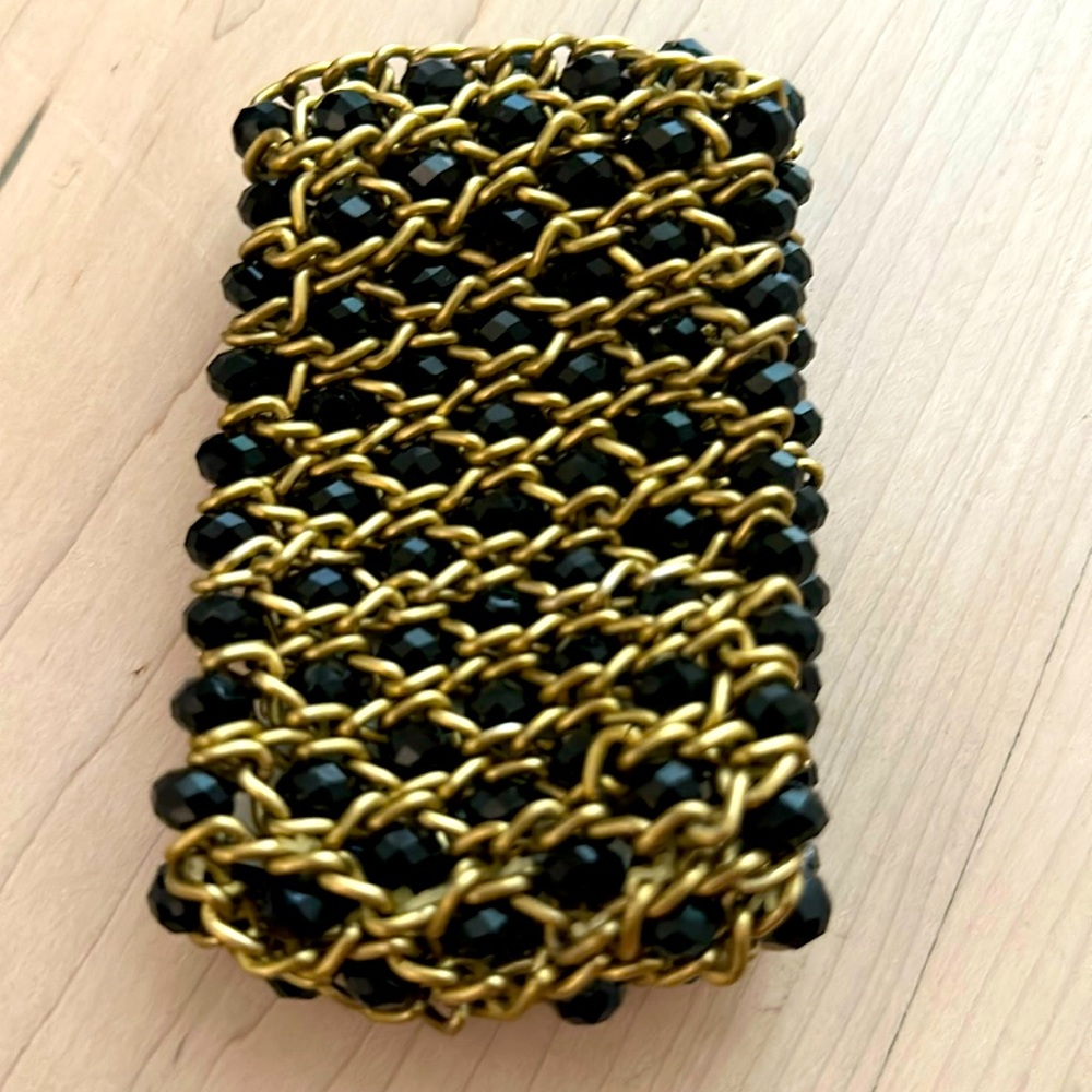 Black metal mesh stretch bracelet